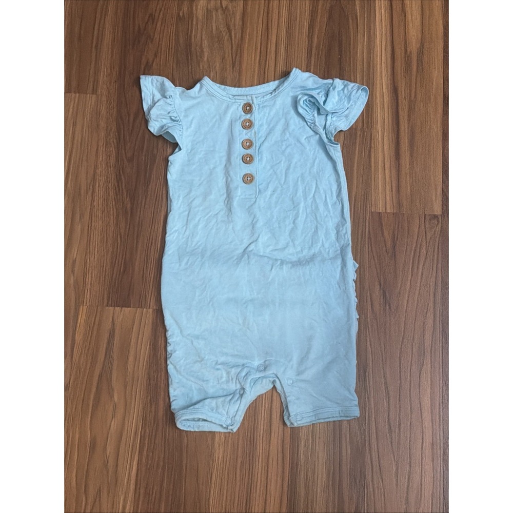 Posh Peanut Baby Girls 18-24 Months Lt Blue Ruffle Romper Outfit VGC
